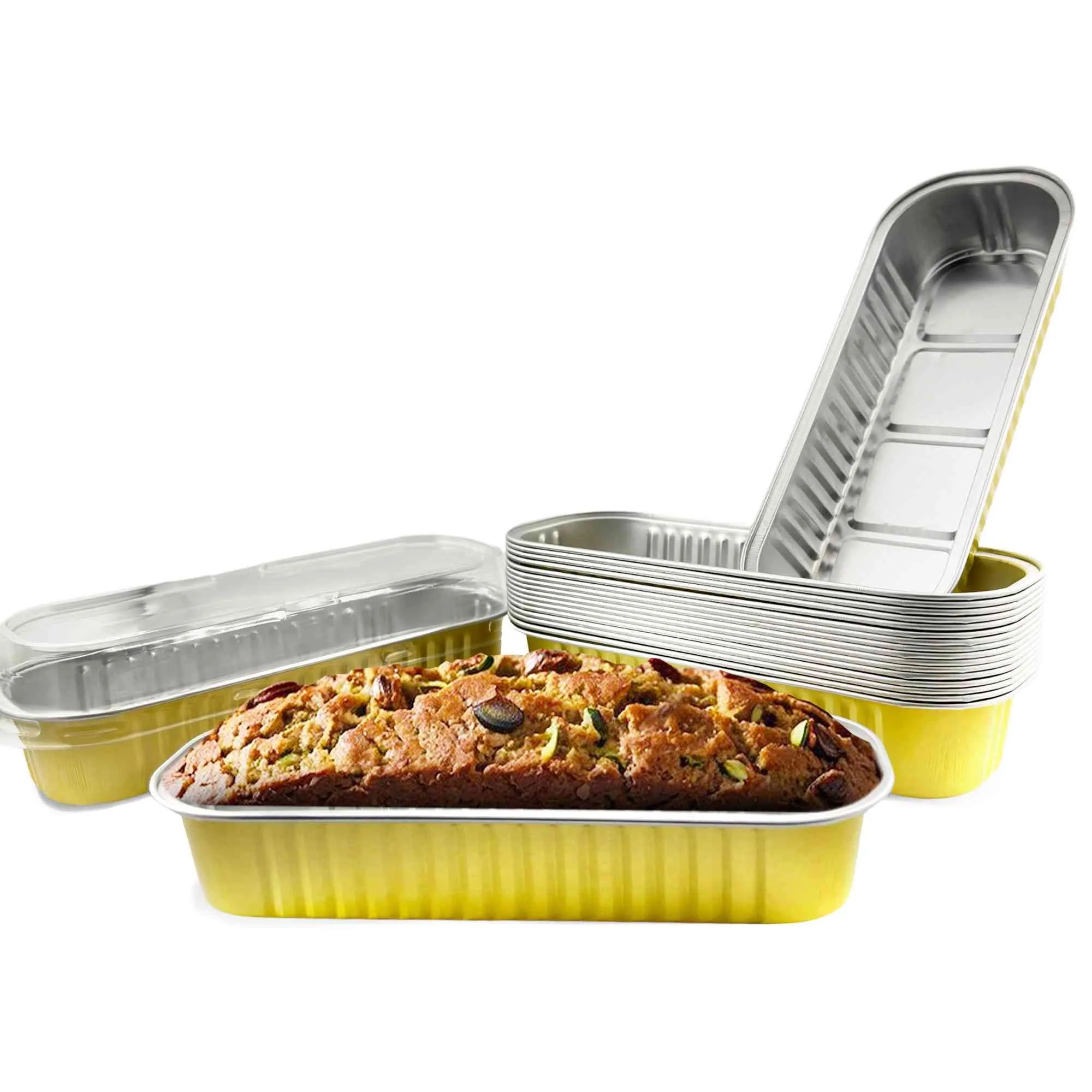 SISNOX Mini Loaf Pan with Lid Disposable- 6.8 fluid oz. - Golden