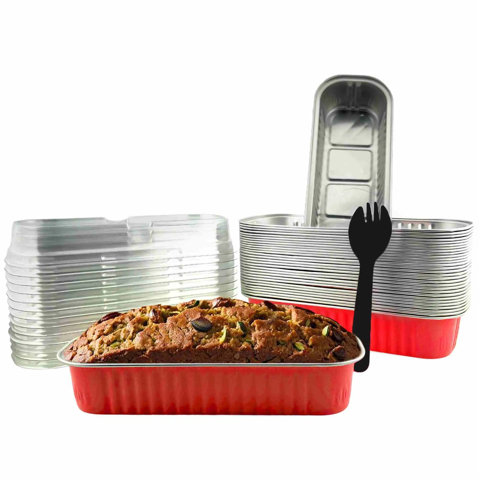 SISNOX Mini Loaf Pan with Lid Disposable- 6.8 fluid oz. - Red