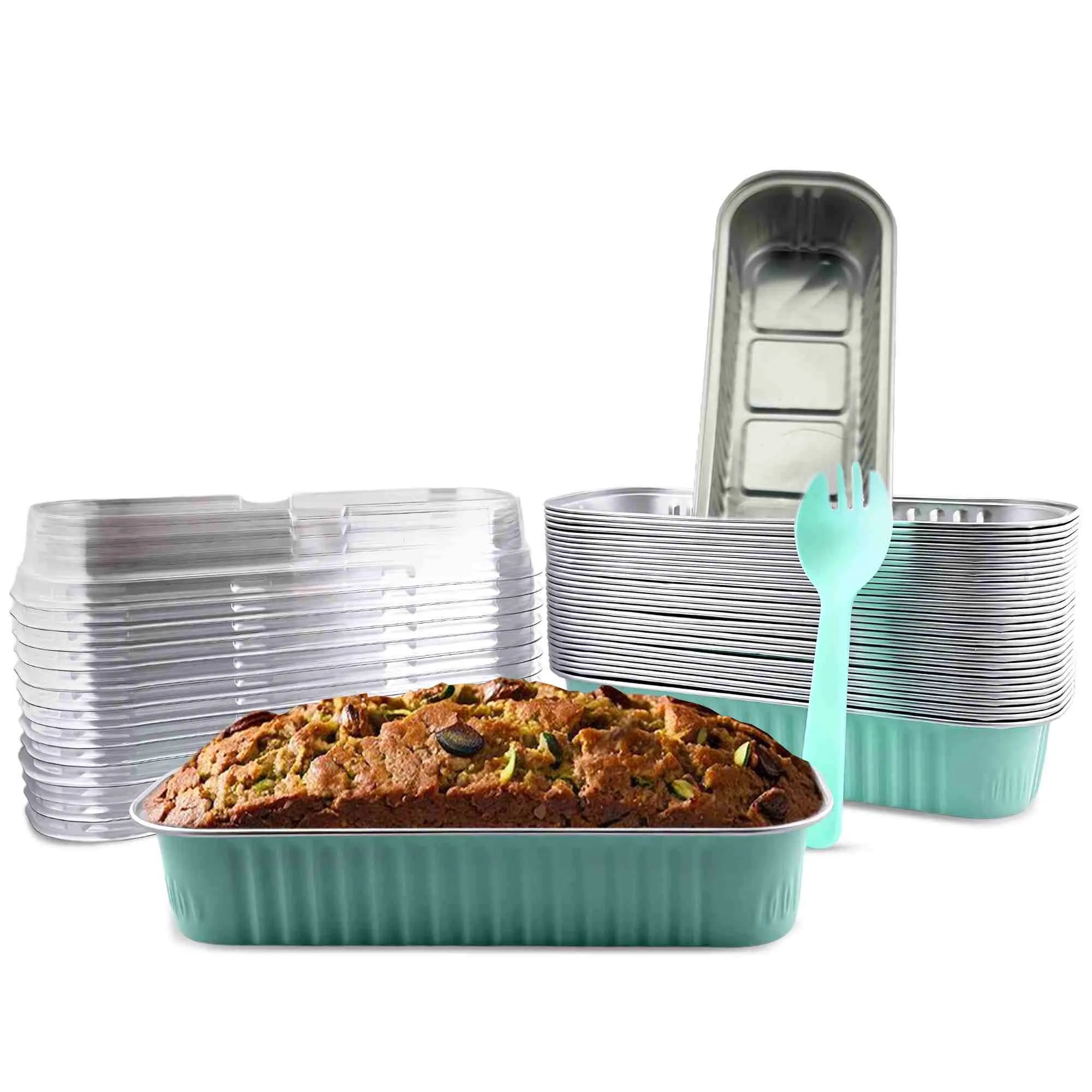 SISNOX Mini Loaf Pan with Lid Disposable- 6.8 fluid oz. - Sea Green