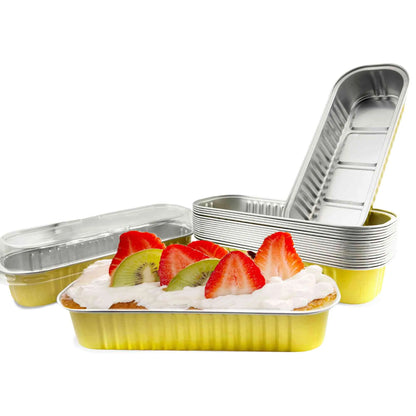 SISNOX Mini Loaf Pan with Lid Disposable- 6.8 fluid oz. - Golden