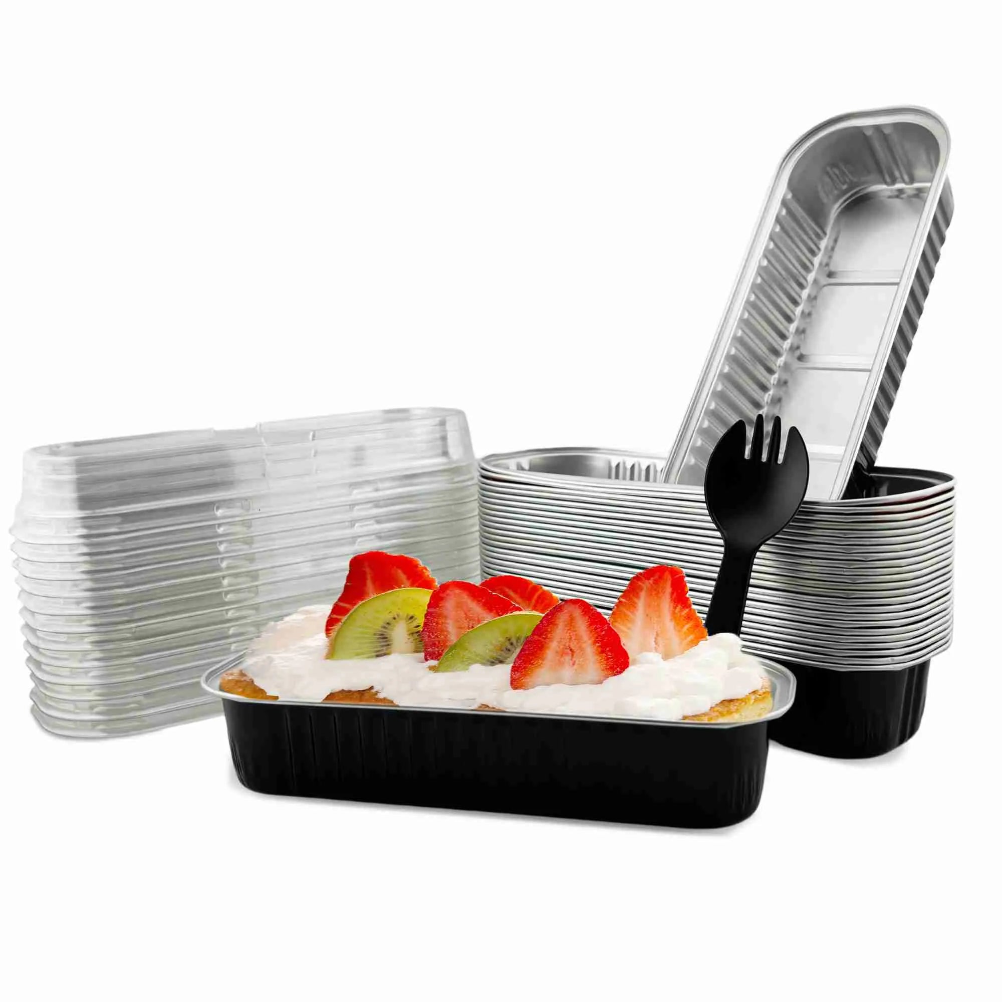 SISNOX Mini Loaf Pan with Lid Disposable- 6.8 fluid oz. - Black