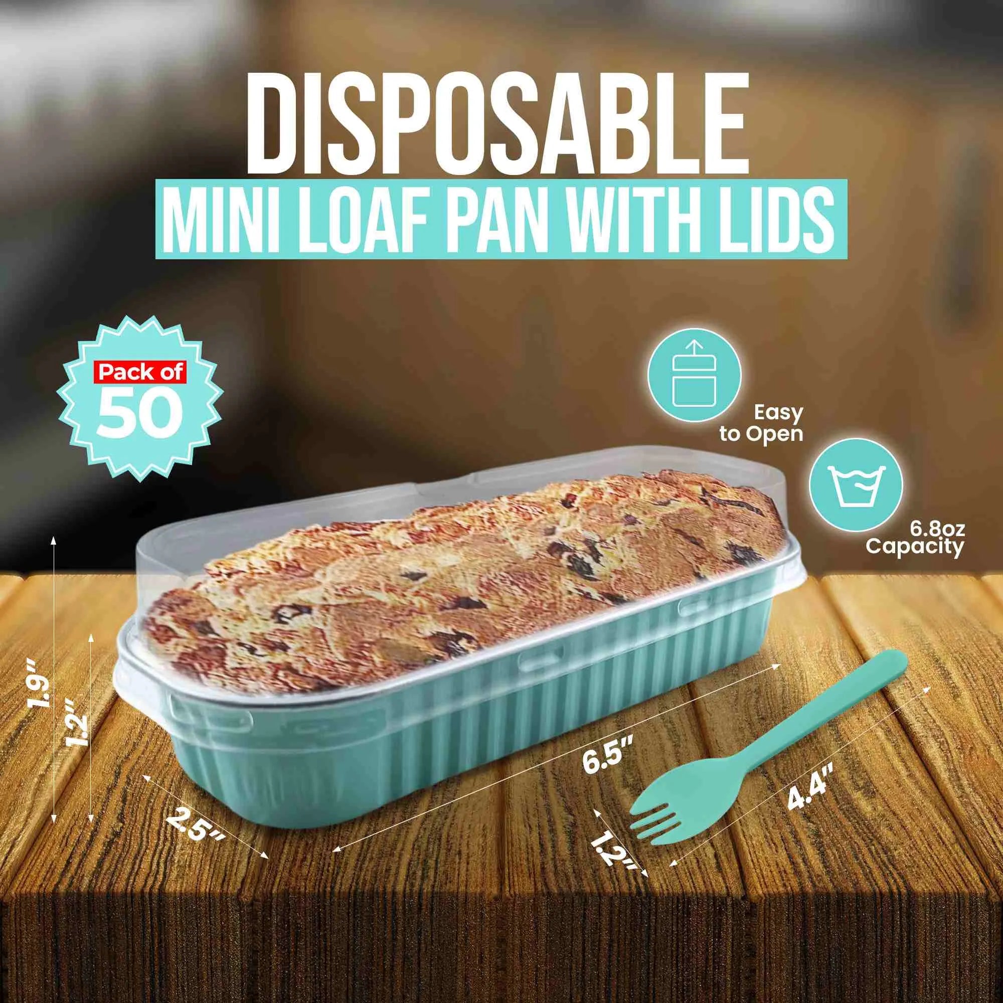 SISNOX Mini Loaf Pan with Lid Disposable- 6.8 fluid oz. - Sea Green