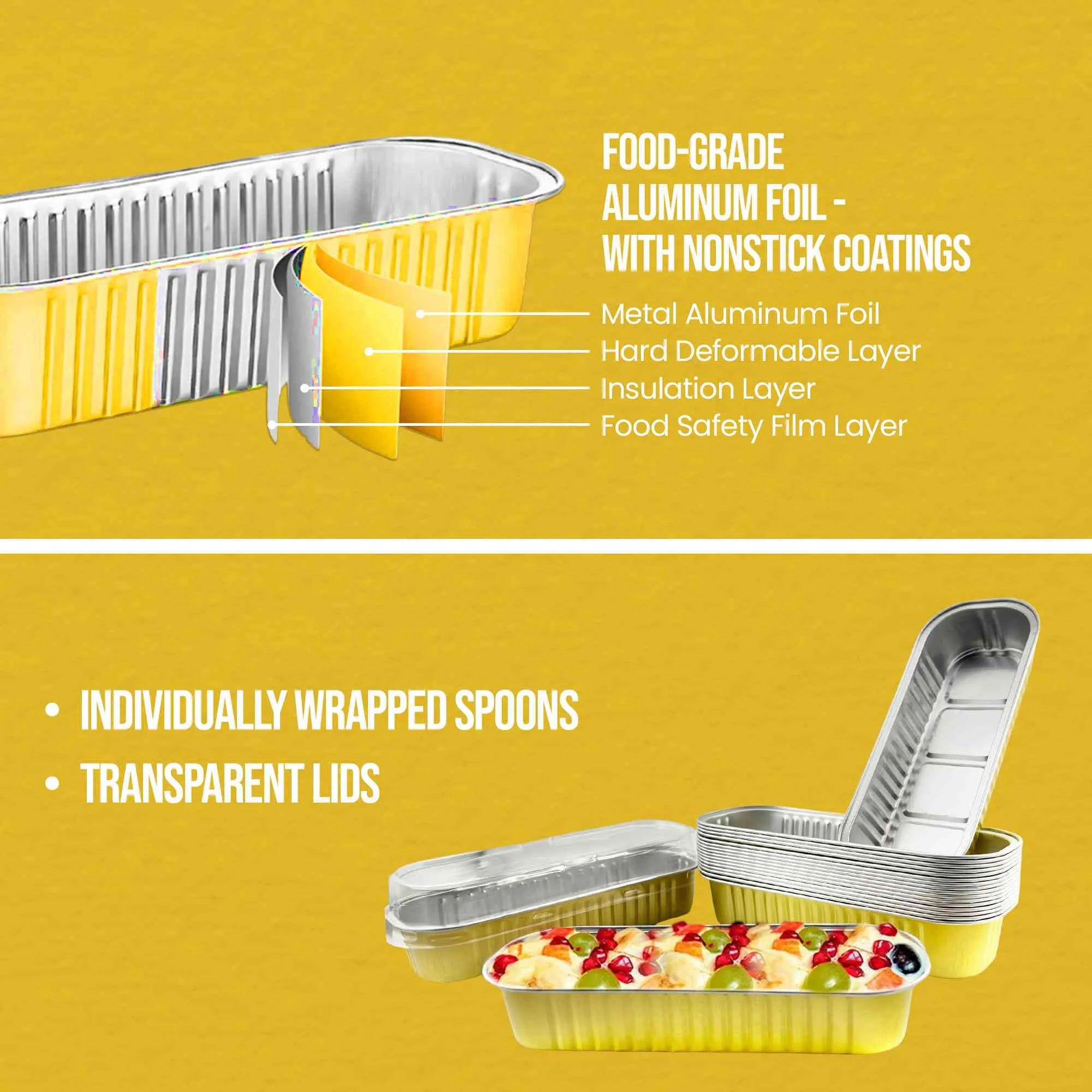 SISNOX Mini Loaf Pan with Lid Disposable- 6.8 fluid oz. - Golden