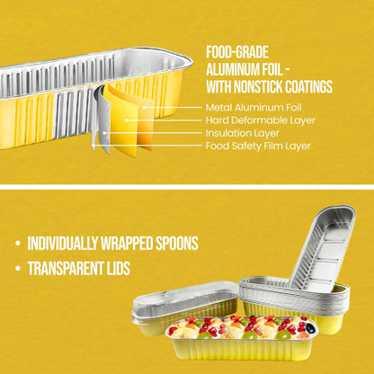 SISNOX Mini Loaf Pan with Lid Disposable- 6.8 fluid oz. - Golden