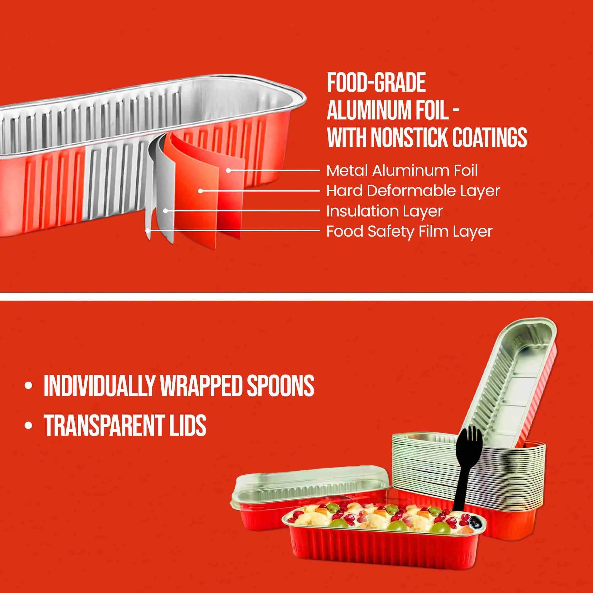 SISNOX Mini Loaf Pan with Lid Disposable- 6.8 fluid oz. - Red